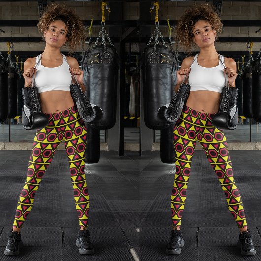 Leggings triangle rouge hawaïen jaune