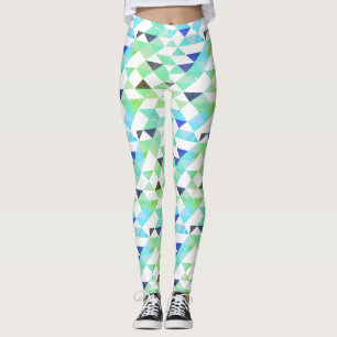 Leggings Triangles amusants de bleu et vert