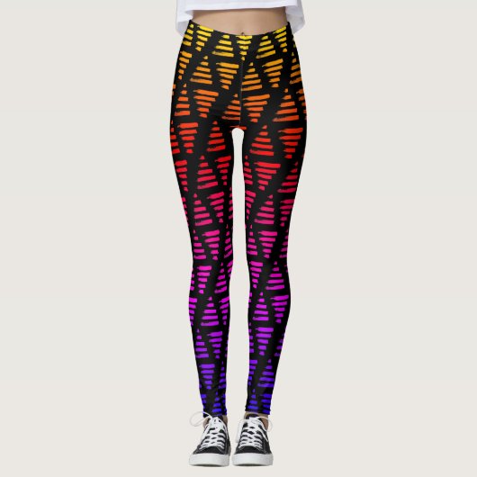 Leggings Triangles arc-en-ciel + lignes (Devant)