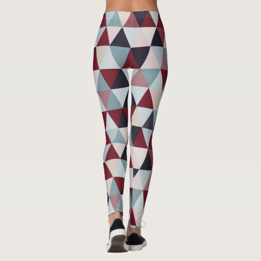 Leggings Triangles bleu foncé rouge et beige B (Dos)