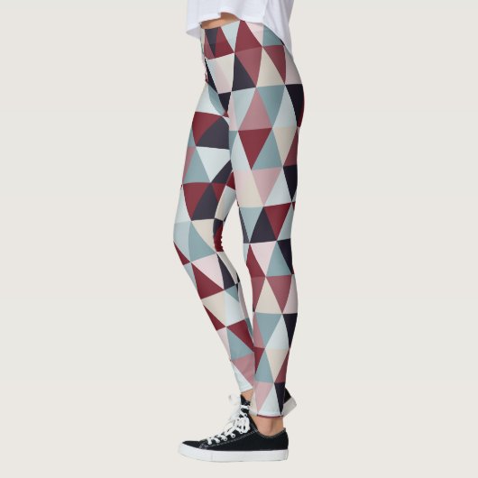 Leggings Triangles bleu foncé rouge et beige B (Gauche)