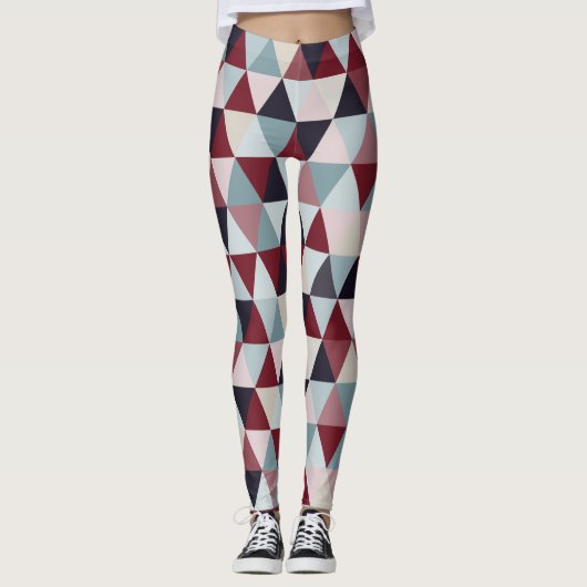 Leggings Triangles bleu foncé rouge et beige B (Devant)