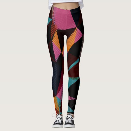 Leggings Triangles colorés Abstrait Arrière - plan géométri (Devant)