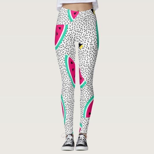 Leggings Triangles de pastèque : texture rétro estivale. (Devant)