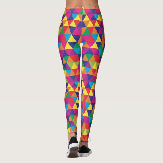 Leggings Triangles lumineuses profondes - motif abstrait (Dos)