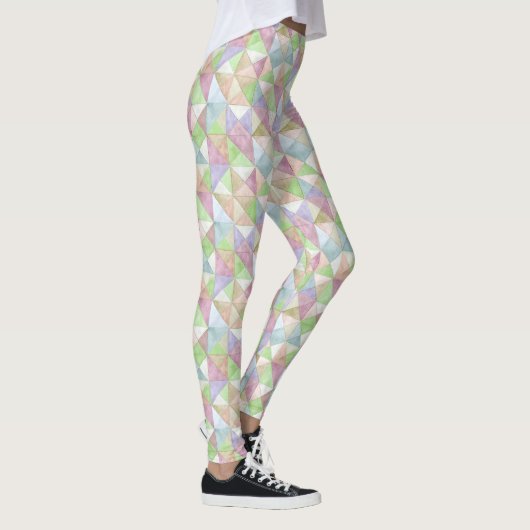 Leggings Triangles Matelassés en Pastels de Vert Printanier (Droite)