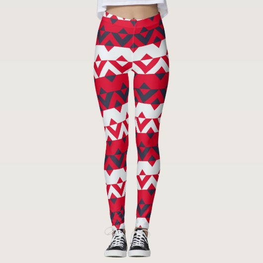 Leggings Triangles rouge bleu Motif minimal (Devant)