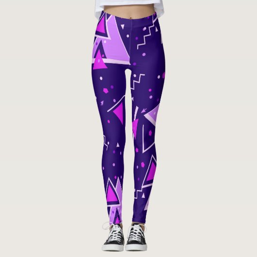 Leggings Triangles Sassy Vibrant 80s Jambes violettes (Devant)