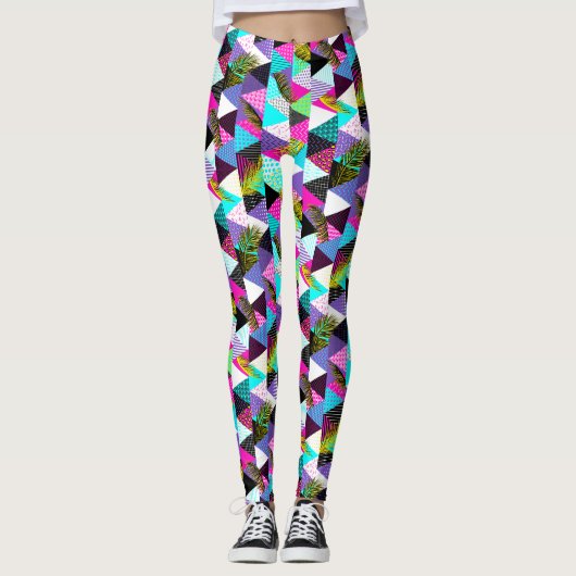 Leggings Triangles Style Neon Memphis (Devant)