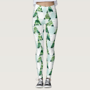 Leggings Triangles Tropicaux Vert Mint Élégant Géométri