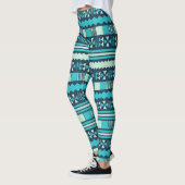 Leggings Tribal Aqua Aztec (Gauche)