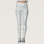 Leggings Tribal aztèque gris et blanc (Devant)