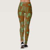 Leggings Tribal Pattern Yoga Broek Bruin Groen (Achterkant)
