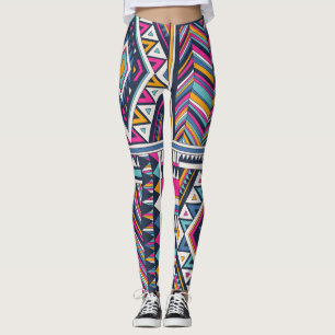 Leggings Tribale rétro, motif géométrique vintage.
