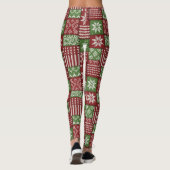 Leggings Tricot Patchwork de Noël Classique -Rouge, Vert (Dos)