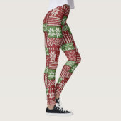 Leggings Tricot Patchwork de Noël Classique -Rouge, Vert (Droite)