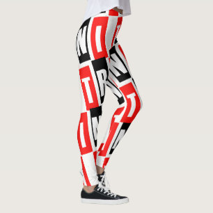 Leggings Trini Texte fabuleux en noir blanc rouge