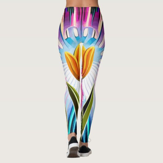 Leggings Trio de tulipes : Une explosion de beauté printani (Dos)