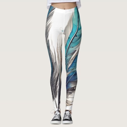 Leggings Trio en plumes bleu clair (Devant)
