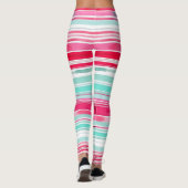 Leggings Tripe d'aquarelle moderne Preppy Cyan Magenta (Dos)
