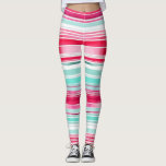 Leggings Tripe d'aquarelle moderne Preppy Cyan Magenta<br><div class="desc">Moderne Preppy Cyan Magenta Aquarelle Bande Motif Les Leggings pour femmes dispose d'un motif moderne cyan et mageneta aquarelle à bande. Un cadeau parfait pour elle pour l'anniversaire,  maman pour la fête des mères,  soeur ou bestie pour Noël et les vacances. Conçu par ©Evco Studio www.zazzle.com/store/evcostudio</div>