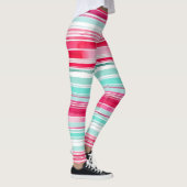 Leggings Tripe d'aquarelle moderne Preppy Cyan Magenta (Droite)