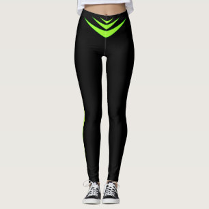Leggings Triple Boomerang Vert Citron sur Fond Noir