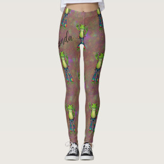 Leggings Trippie Hippie Psychedelic Frog Paix Retro Personn