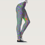 Leggings Trippy Abstrait violet, orange et papillon vert (Droite)