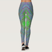 Leggings Trippy Abstrait violet, orange et papillon vert (Dos)