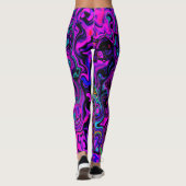 Leggings Trippy Black et Magenta Retro Liquid Swirl (Dos)