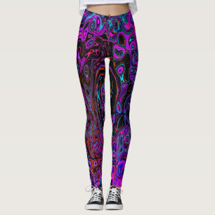 Leggings Trippy Black et Magenta Retro Liquid Swirl