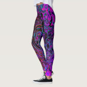 Leggings Trippy Black et Magenta Retro Liquid Swirl (Gauche)