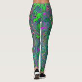 Leggings Trippy Chartreuse et Blue Retro Liquid Swirl (Dos)