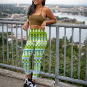 Leggings Trippy Cool Vertical Stripes Vert & Motif Bleu