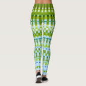 Leggings Trippy Cool Vertical Stripes Vert & Motif Bleu (Dos)