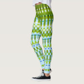 Leggings Trippy Cool Vertical Stripes Vert & Motif Bleu (Gauche)