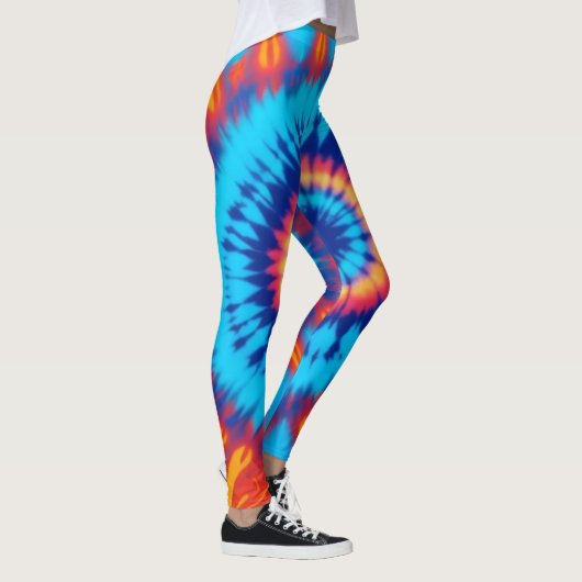 Leggings Trippy Cravate-Dye Retro Blue & Orange (Droite)