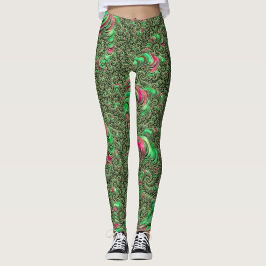Leggings Trippy Funky Psychedelic Super Spiral Fractal Art (Devant)