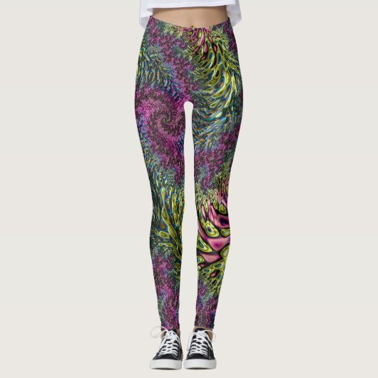 Leggings Trippy Funky Super numérique Abstrait Fractal Art (Devant)