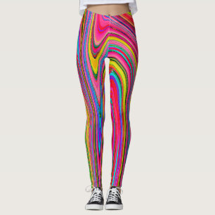 Leggings Trippy Jaune, Rouge et Bleu Art Super Abstrait