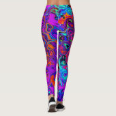 Leggings Trippy Red et violet Abstrait Retro Liquid Swirl (Dos)
