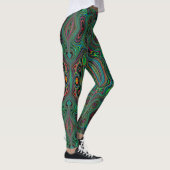Leggings Trippy Retro Black et Lime Green Motif Abstrait (Droite)