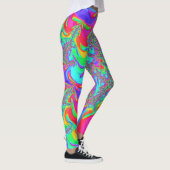 Leggings Trippy Retro Vibrant Neon Arc-en-ciel Fractal Art (Droite)