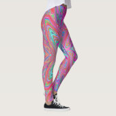 Leggings Trippy rose, Aqua et Magenta papillon Abstrait (Droite)
