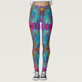 Leggings Trippy Sky Blue Abstrait Retro Liquid Swirl (Devant)