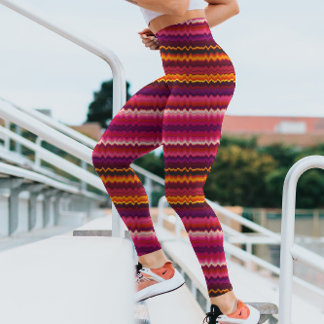 Leggings Trippy Stripes Bold Purple Psychedelic Glitchy