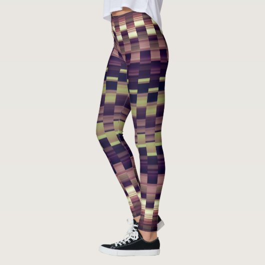 Leggings Trippy Stripes Couleurs Terre Cool Psychedélique (Gauche)