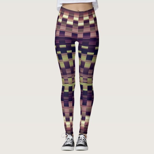 Leggings Trippy Stripes Couleurs Terre Cool Psychedélique (Devant)