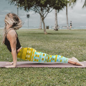 Leggings Trippy Stripes Motif psychédélique jaune et bleu